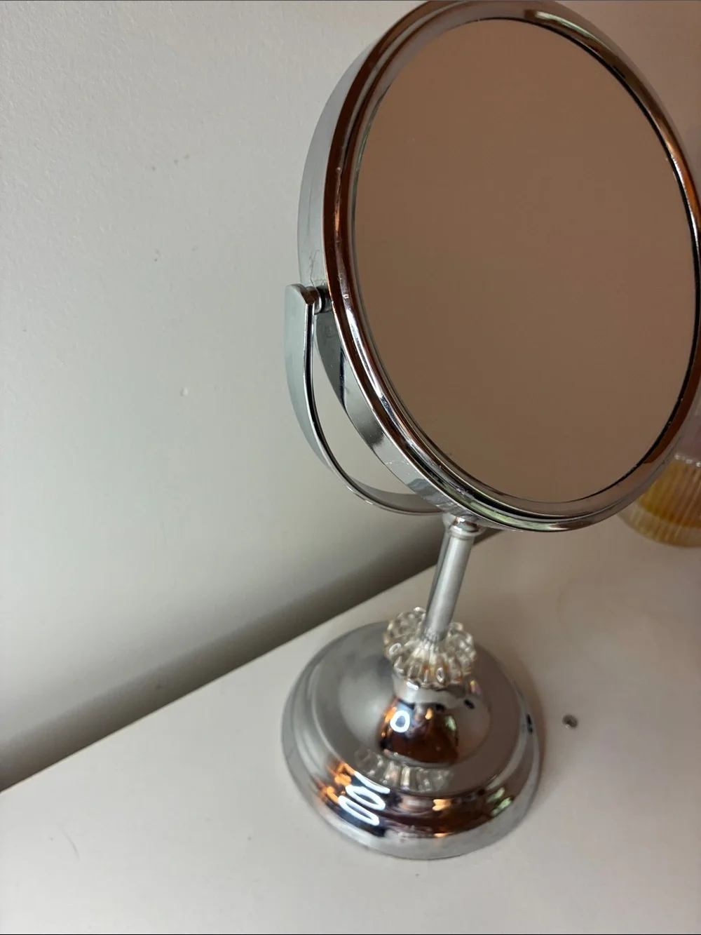 Vintage Style Silver Round Vanity Mirror Chrome Makeup Mirror